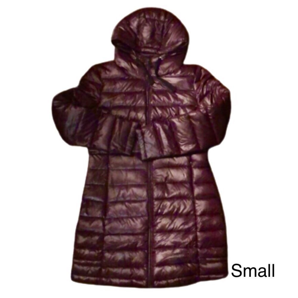CALVIN KLEIN Women’s Wine Quilted Hooded Parka Sz Small